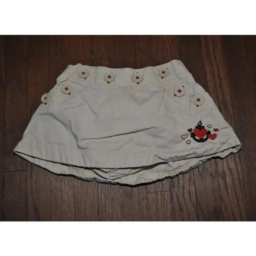 Gymboree Bon Voyage Khaki Anchor Heart Skort Size 2T